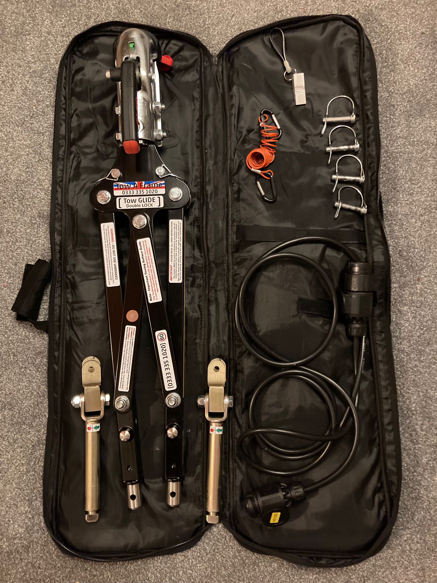 TowGlide storage bag and essential touring spares